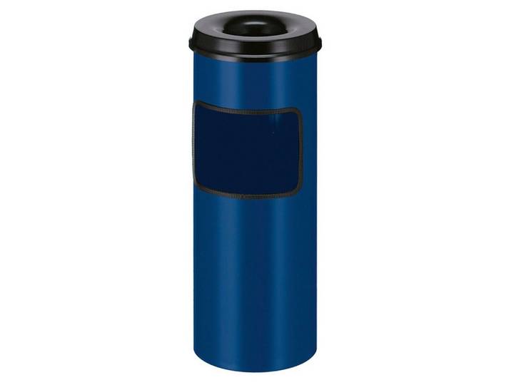 PROREGAL® Aschenbecher Runder Kombiascher mit feuerlöschendem Oberteil, 30L, Silber