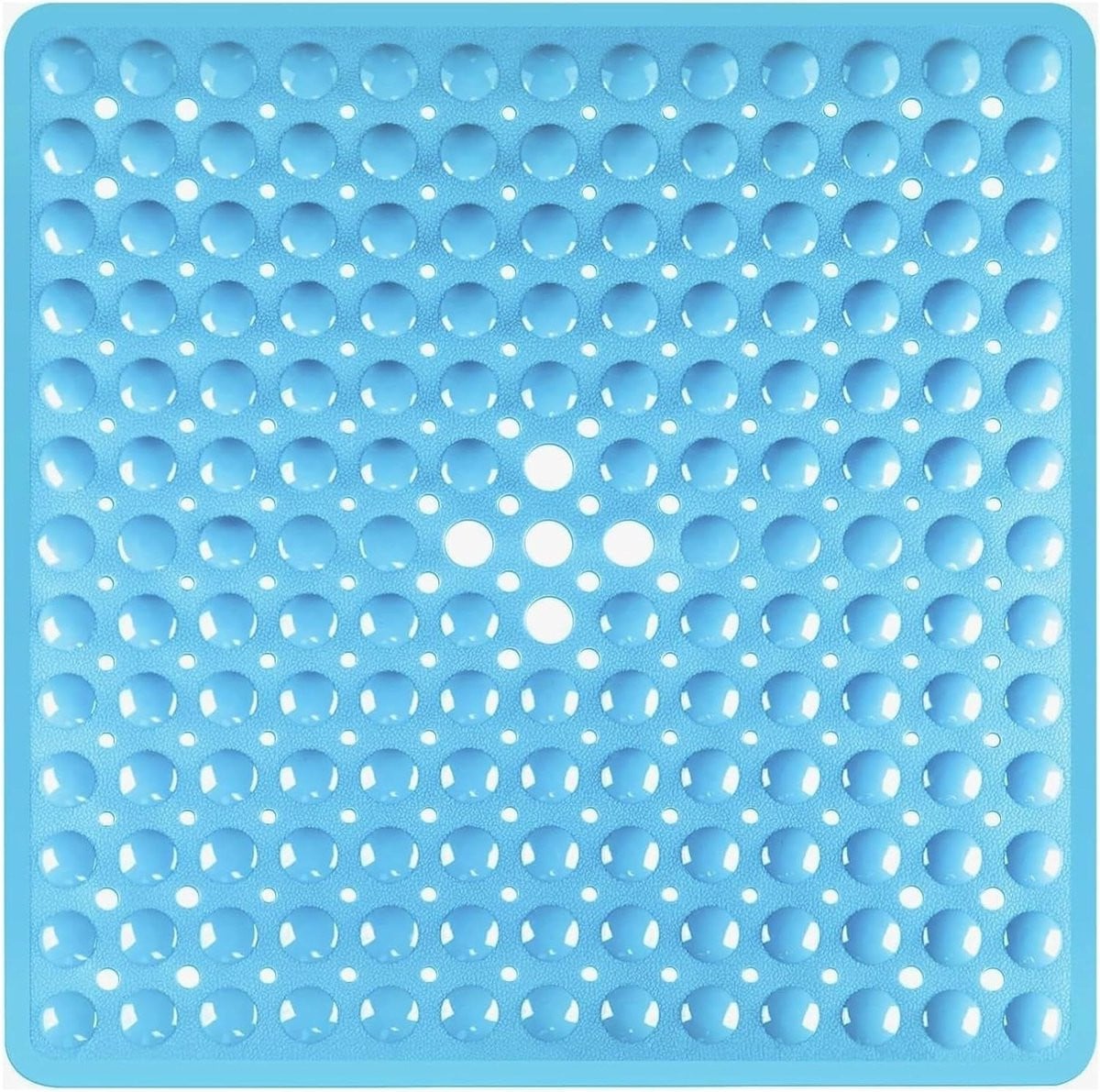 Lichtblauwe antislip badmat en douchemat, 53 x 53 cm
