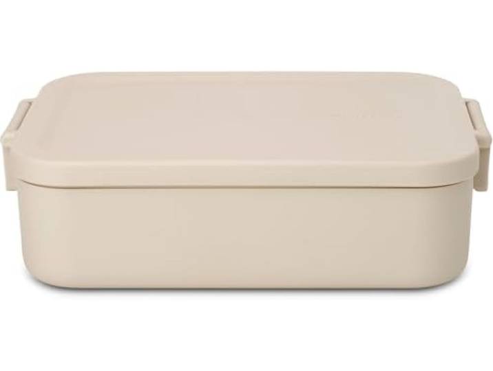 Brabantia Boîte à Repas Make & Take (Beige clair)\, 1.1L\, Lunch box en plastique sans BPA pour repas nomades\, Boite repas avec couvercle en plastique et fermeture à clips\, 13\,5 x 20\,5 x 5\,5cm