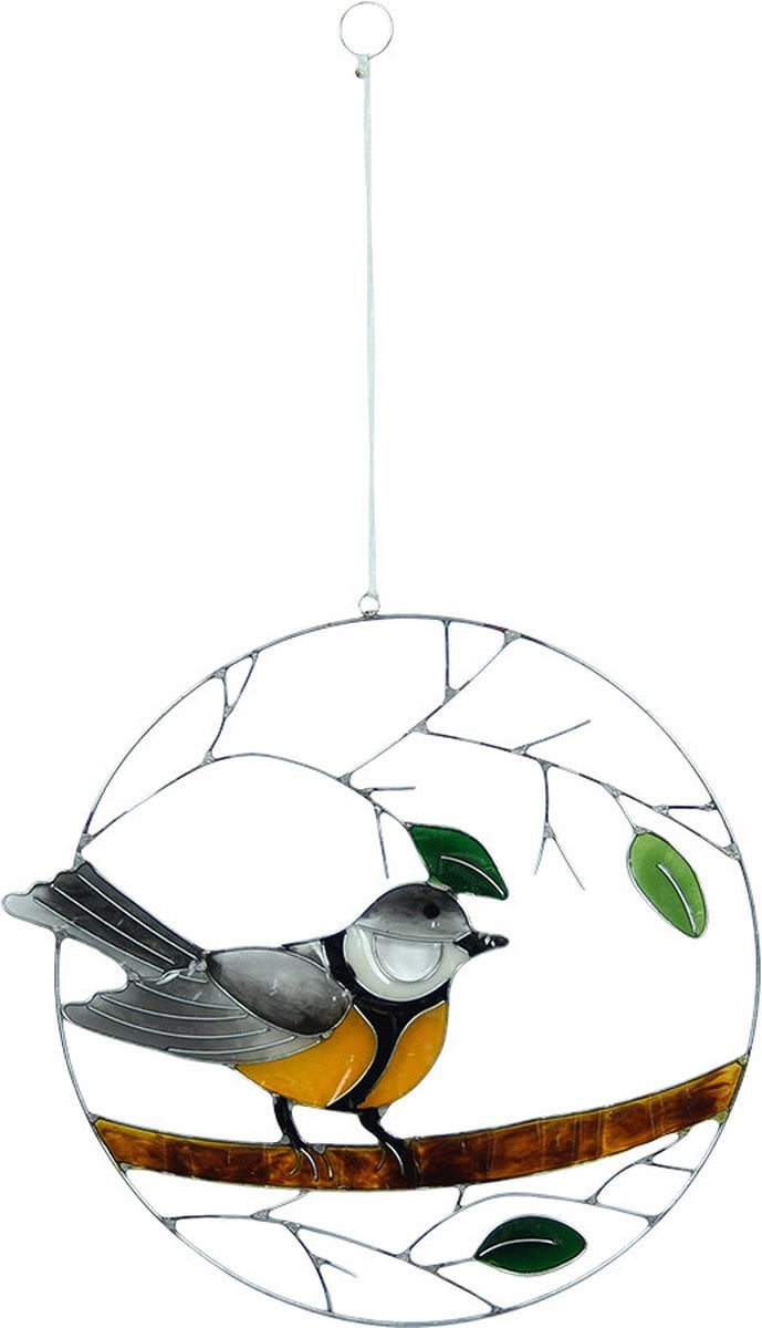Mobiele resin vogel op tak voor ophanging