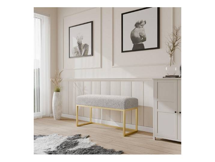 Design Möbel Sitzbank Gepolsterte Sitzbank 80/100 cm mit Metallgestell Modern 1 PT