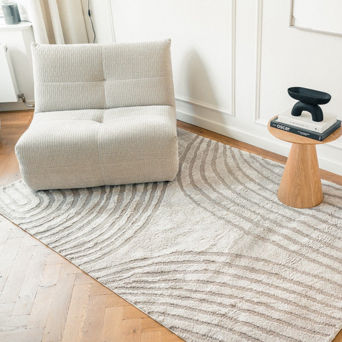 Scandinavisch vloerkleed Vidar zand abstract rechthoekig polyester