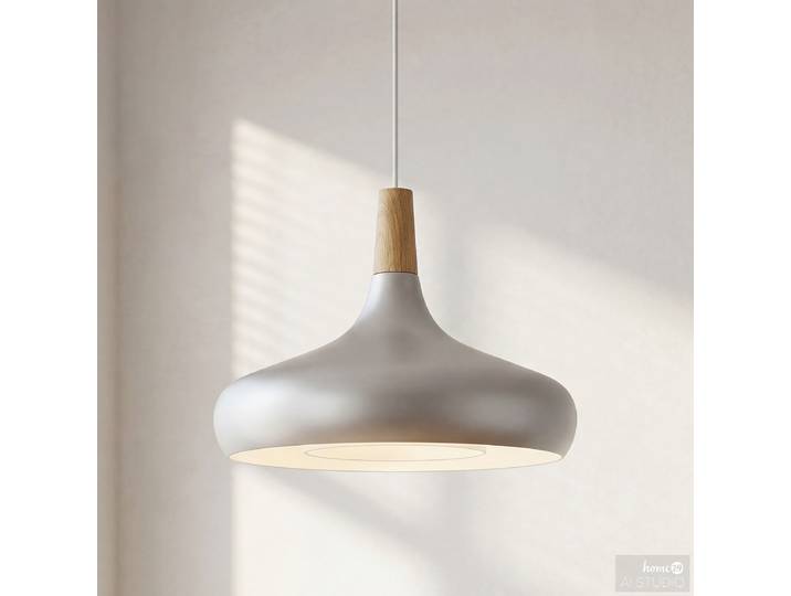 Suspension Sabinar Ø 40cm Argenté/Argenté acier thermolaqué panneau de bois E27