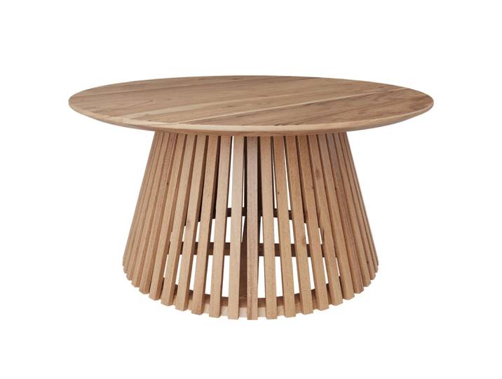 Table basse ronde en bois clair d'acacia d80 cm