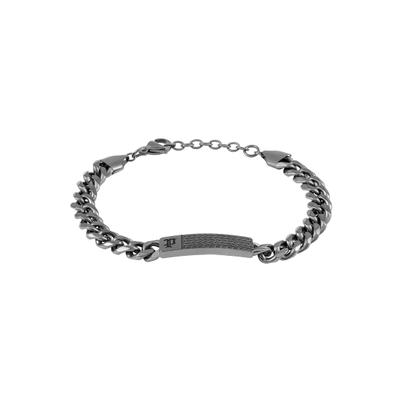 Armband POLICE "Chainmale", silber (gunfarben, schwarz), Armbänder, Herren, 22cm, Edelstahl, Armband