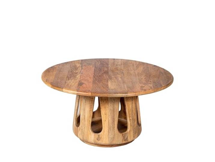 DRW Runder Couchtisch aus Naturholz, 90 x 90 x 48 cm