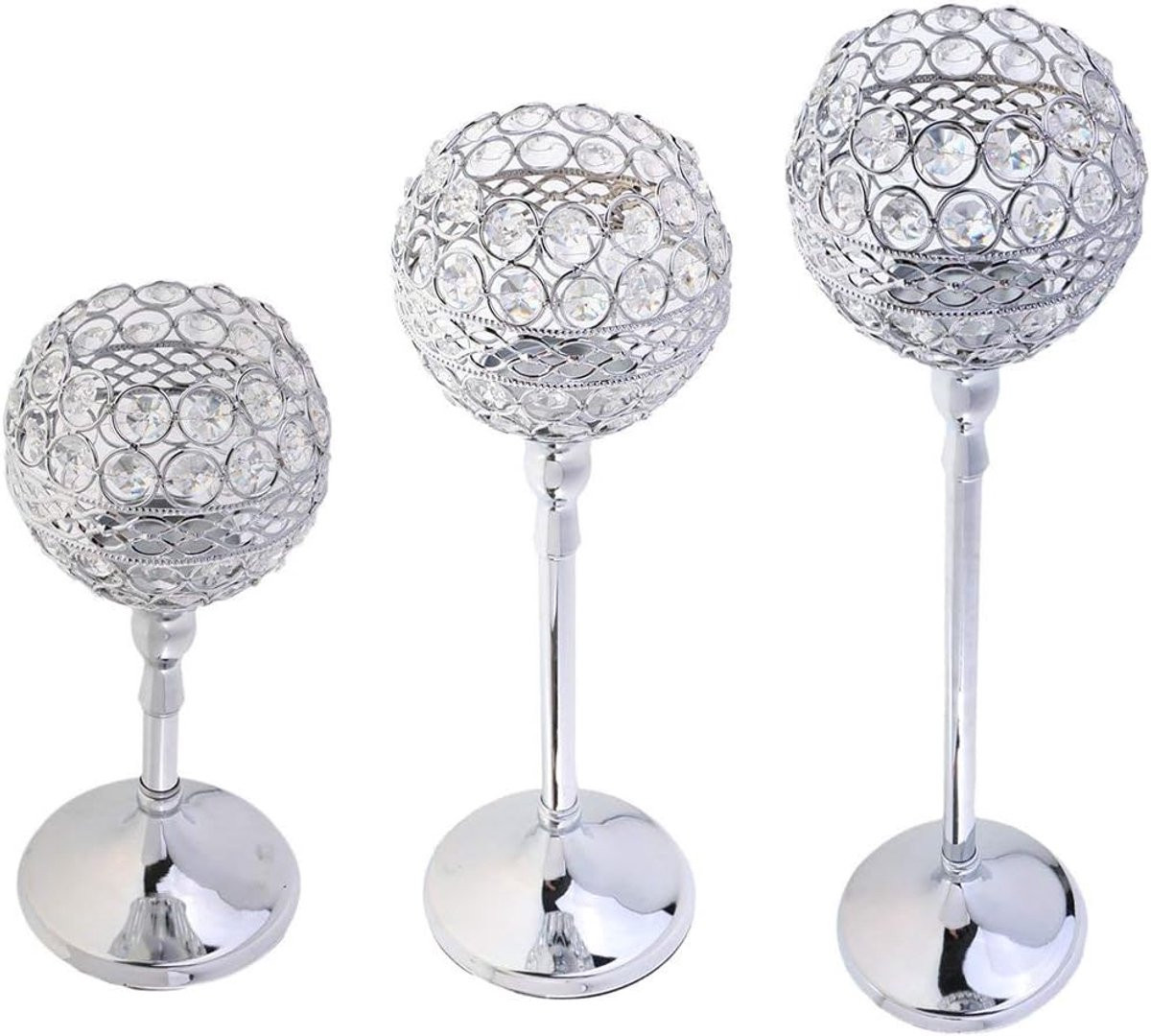 Set van 3 handgemaakte kristallen kandelaars voor tealights