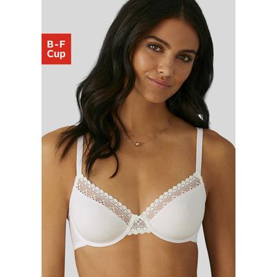Bügel-BH LASCANA, Damen, Gr. 75, Cup F, weiß, Jersey, Obermaterial: 83% Baumwolle, 11% Polyamid, 6% Elasthan, Basic, BHs Bügel-BH, aus Bio-Baumwolle