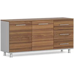 Schrank zum Tisch PRIMO, rechts, grau / Nussbaum