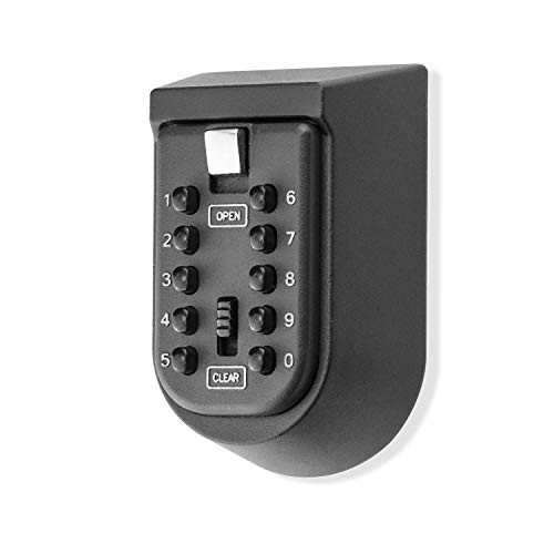 BenRich Outdoor Key Safe Wandmontage met 10-cijferig Combinatieslot en Rubberen Hoes, Zwart