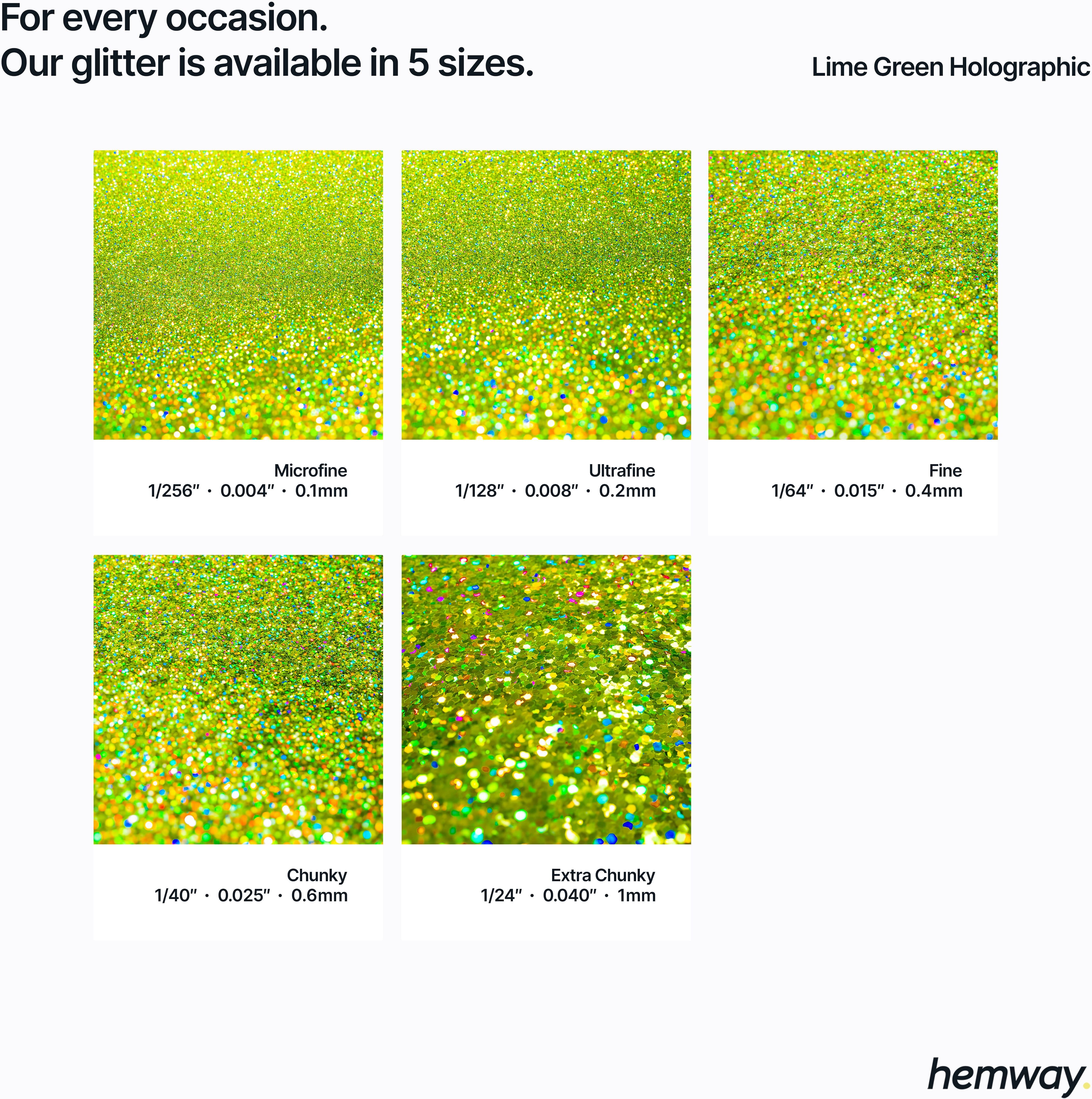 Hemway Automotive Glitter 100g / 3.5oz   Lime Green Holographic   Metal Flake Custom Spray Painting - Lime Green Holographic - Fine 100g