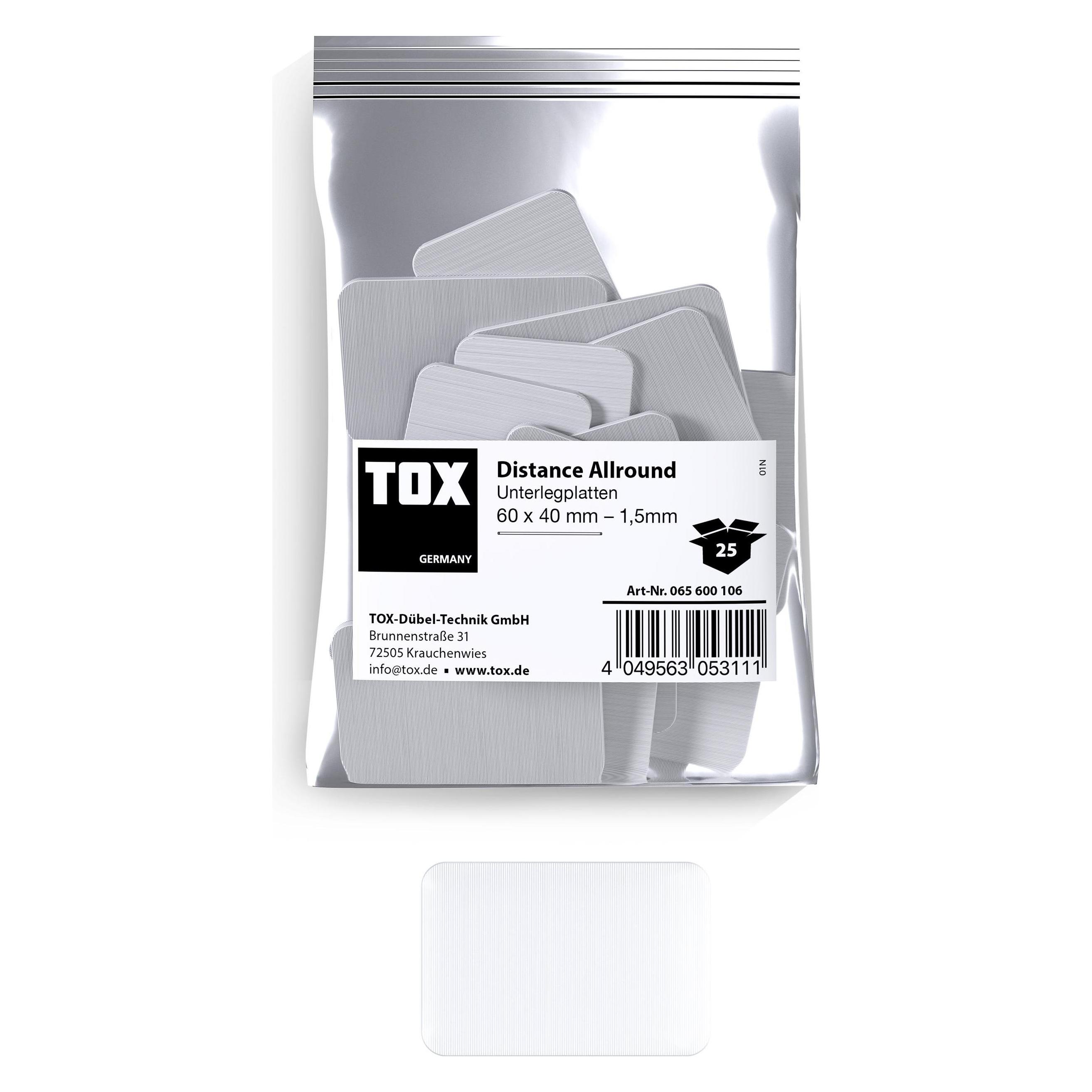 Tox Unterlegplatten 60x40 mm Distance Allround 1,5 mm (25 Stk.) (25 Stk.) (065600106)