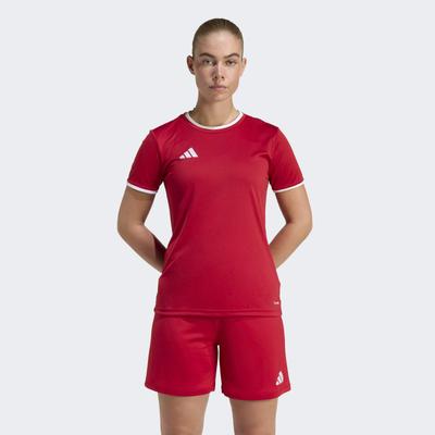 Fußballtrikot ADIDAS PERFORMANCE "ENTRADA26 TRIKOT", Damen, Gr. L, rot (team power rot 2, weiß), Obermaterial: 100% Polyester, Rundhals, Trikots Fußballtrikot