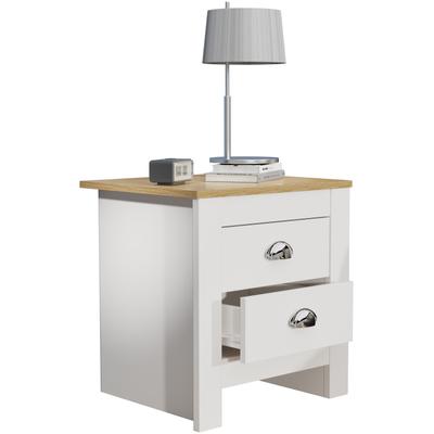 Nachttisch VCM "Holz Nachttisch Beistelltisch Schublade Balusa", weiß, B:45cm T:40cm, Tische, Nachttisch