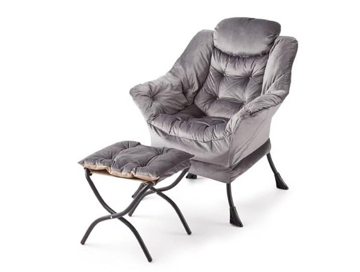 JustSmart Akzentstuhl Mit Ottomane, Metallrahmen, Abnehmbares Kissen Ergonomisches Design mit Tragegurt-Details, einfacher Aufbau für vielseitige Wohnbereiche