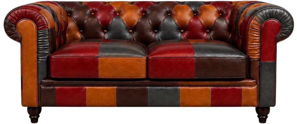 Meubeldistrict Chesterfield Bankstel - 2 Zits - Patchwork Leer - Multicolor - Breedte: 152 cm