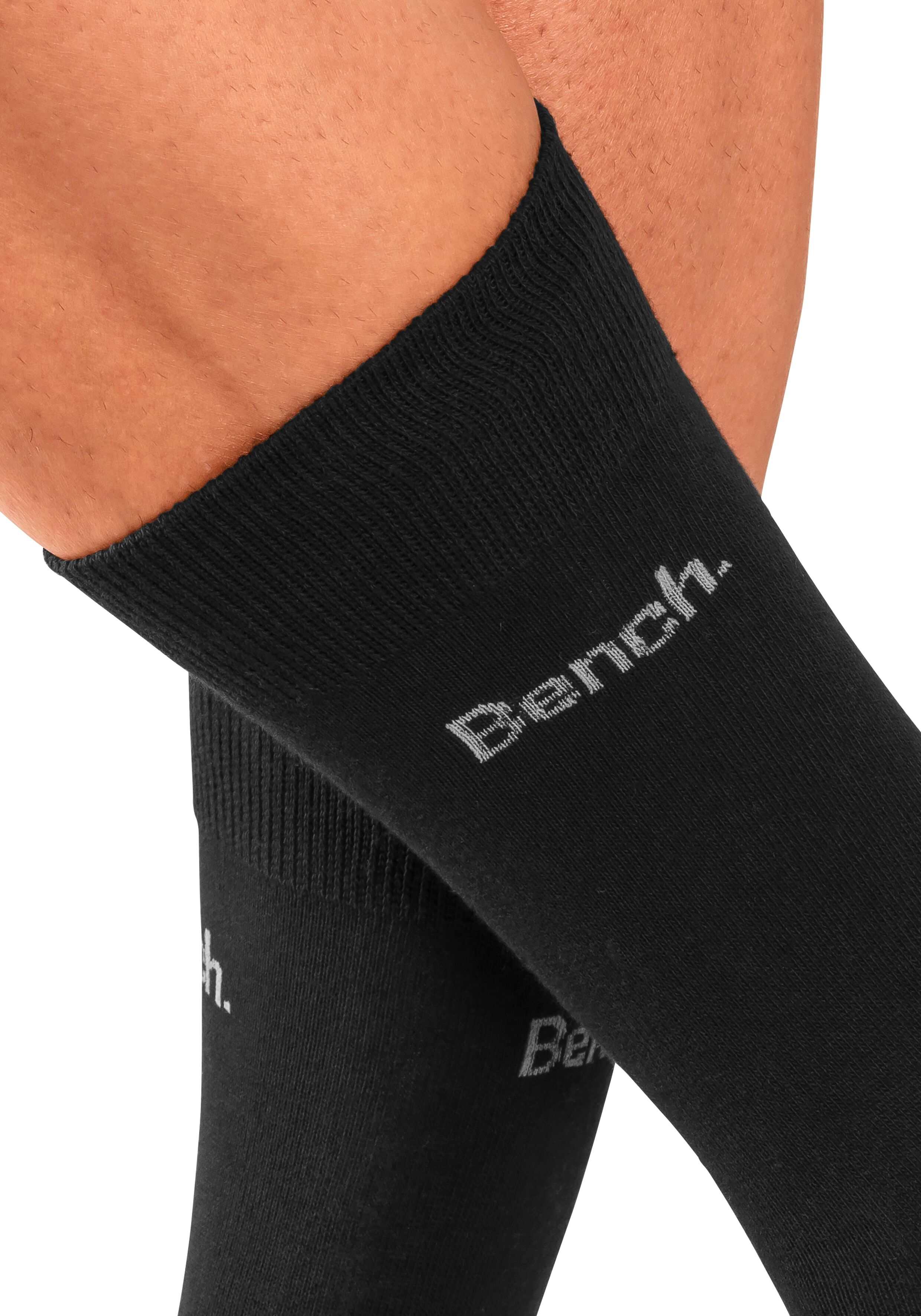 Basicsocken BENCH., Herren, Gr. 47-48, schwarz (4x schwarz), Baumwollmischung, unifarben, elastisch, Socken Basicsocken, in angenehm weicher Markenqualität 4x schwarz 47-48