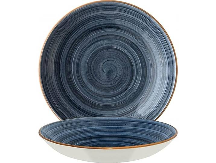 Bonna 6x Suppenteller Pastateller Speiseteller Essteller Salatteller Geschirr Teller tief 25cm 130cl Blau Creme Porzellan rund Aura Dusk Bloom Kantenschutz