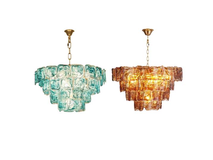 Lustres de luxe pour salon, décoration nordique, verre bleu et marron, suspension pour magasin, hôtel, lampe vintage 2026