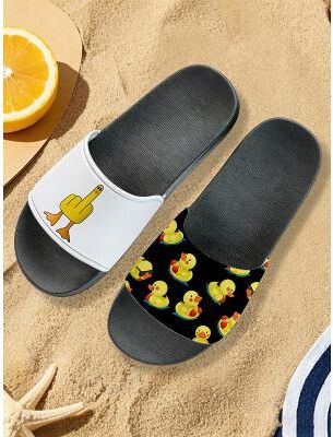 LightInthebox Men's Duck-printed Slide Sandals – Laid - Back Cool Style for Men in Summer Beach Trips, Barbecues Casual Outdoor Gatherings
