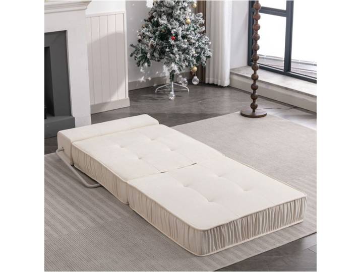 ELVORIN canapé convertible pliant 186 x 93 x 44 5 cm chenille blanche module 2 en 1 pour petit espace