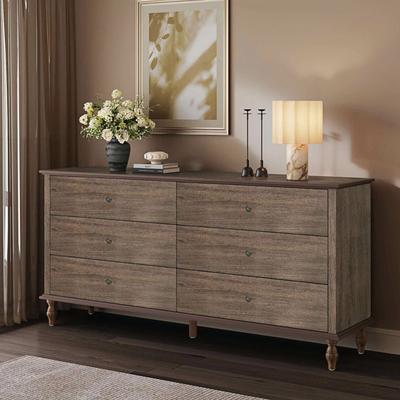 Loedds 63-Inch Wide 6-Drawer Dresser with Self-Closing Slides and Anti-Tip Kit