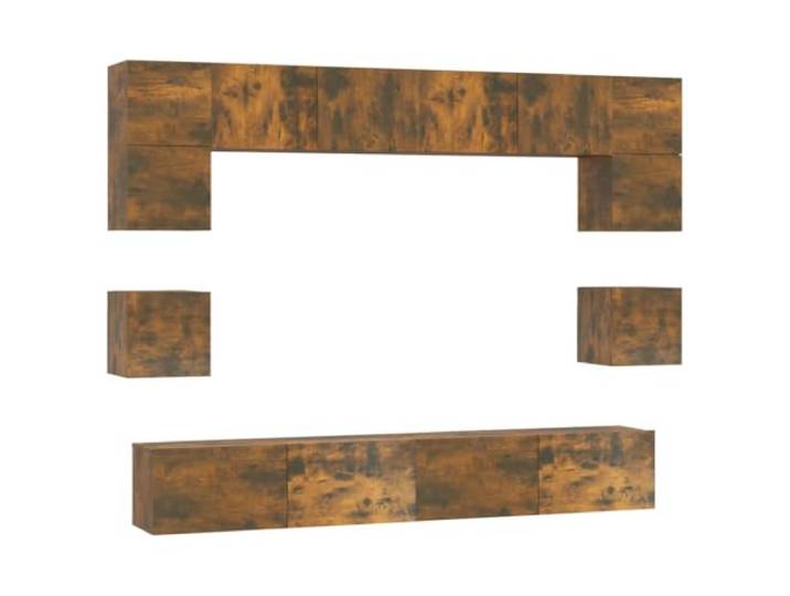 HFXHIJXQ 8-TLG TV-Schrank Set Wandmontage Lowboard Räuchereiche Flexibles 8-teiliges Hängeschrank-Set für Wohnzimmer und Schlafzimmer mit geschlossenen Türen für ordentliche Aufbewahrung.