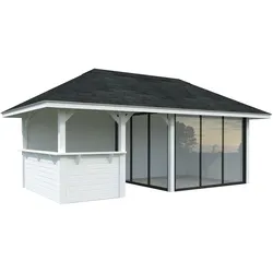 Palmako Pavillon Bianca 16,6 m2 Set 507 Slide Plus mit Isolierglas-Schiebetüren Lackierung in weiß
