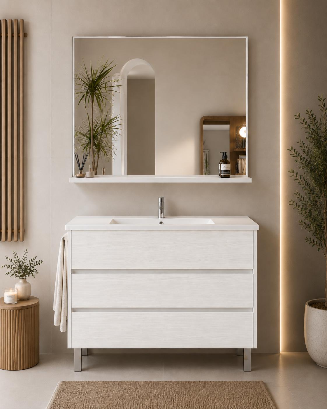 ORIGEN BATH IMPERIA Badmöbel mit Waschbecken 70x45 cm, Nordisch Weiß