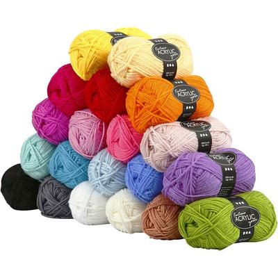 Creativ Company Fantasia Polyacryl Garn, L 80 m, Sortierte Farben, 20x50g, 20 Knäuel