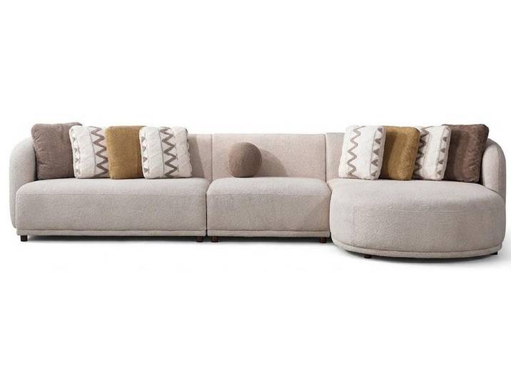 Xlmoebel Ecksofa Ecksofa L Form Beige Stil Modern geräumig bequem komfortabel, 3 Teile