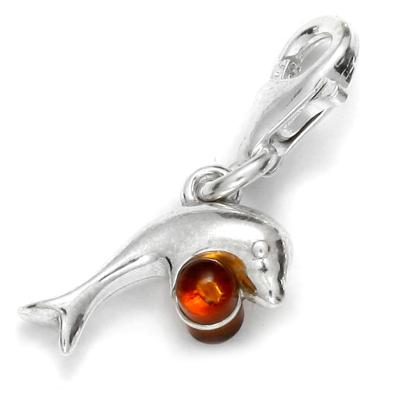 Kettenanhänger OSTSEE-SCHMUCK "Ostsee-Schmuck Charm-Einhänger Delphin Charm-Einhänger Delphin", weiß, Schmuckanhänger, Damen, 23x13mm, Silber 925 (Sterlingsilber), 1,5 g, Kettenanhänger