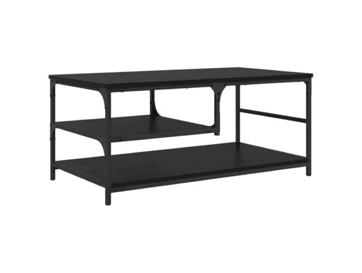 LASWWQMRF Couchtisch Schwarz Eichen-Optik 90x49x40 cm Beistelltisch Rechteckiger Sofatisch mit 2 Ablagen für das Wohnzimmer, stabiles Metallgestell im Industrie-Design, einfache Montage.