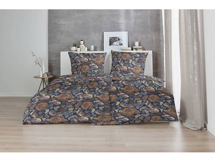 home24 Flanellen beddengoed Exciting 155 x 220cm blauw/bruin/blauw/bruin