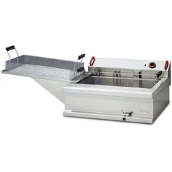 Redcook Elektrische Konditorei-Fritteuse 25 l, Hochleistung, seitlicher Einfülltrichter, Doppel-Sicherheitsthermostat, Maße 80x70x25 cm, Modell FPE-25
