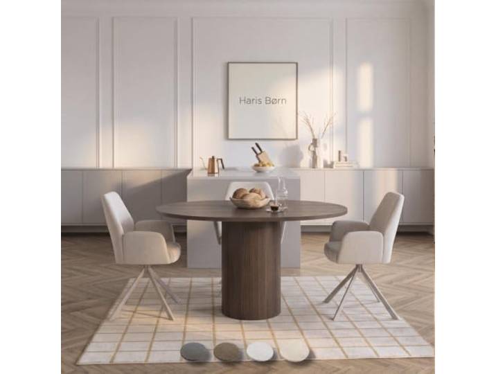 Haris Børn® Esszimmerstühle drehbar mit Armlehne (2er Set) Beige, Gestell grau - Esszimmerstuhl & Drehstuhl Esszimmer - Esstisch Stühle, Küchenstühle - 30 Tage risikofrei testen