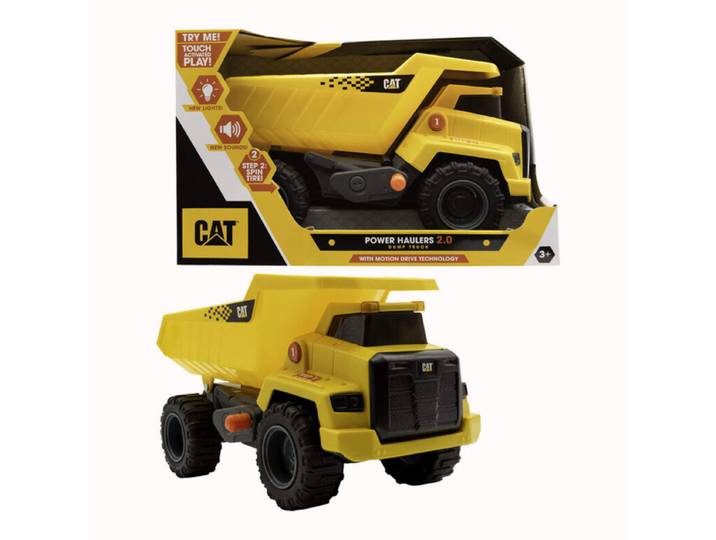 CAT POwer Haulers 2.0 Camion benne en plastique avec sons, lumières et détecteur mouvement - 30 cm