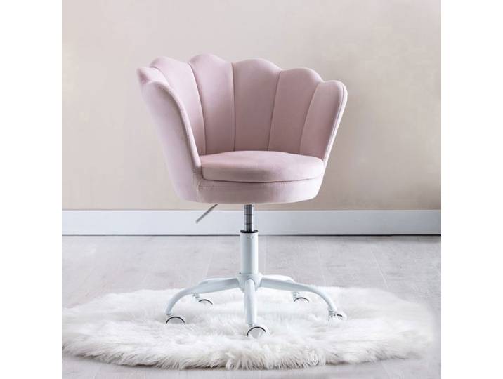 Wahson Chaise de Bureau Pivotant pour Enfant Fauteuil de Bureau pour Enfant Chaise Bureau pour Chambre Velours Rose Clair