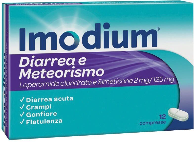 Johnson & Johnson Imodium diarrea e meteorismo 2 mg + 125 mg 12 compresse