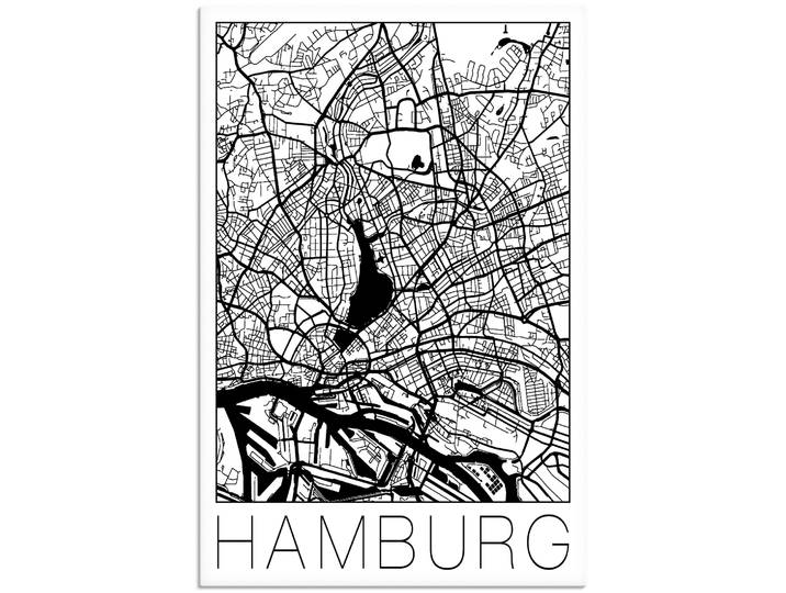 Leinwandbild ARTLAND Retro Karte Hamburg Deutschland , schwarz (farbe bild(er): schwarz), B:40cm H:60cm, Bilder, Leinwandbild, auf Holzrahmen gespannt