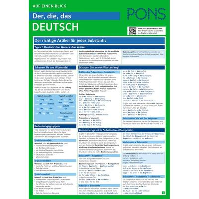 PONS Der, die, das Deutsch auf einen Blick, Taschenbuch von , PONS Langenscheidt GmbH, 978-3-12-566155-4