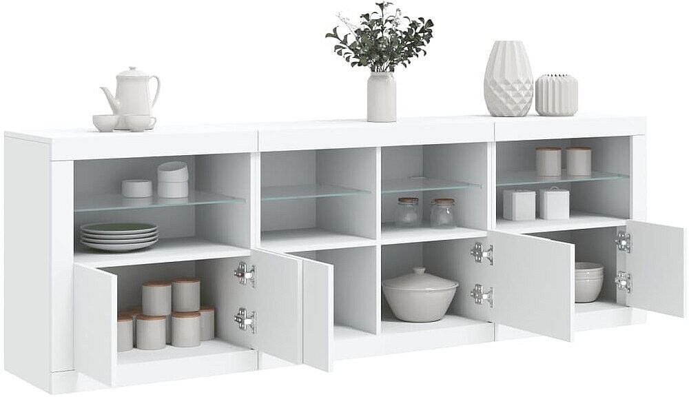 Clicnbuy Aparador con luces LED blanco 202x37x67 cm