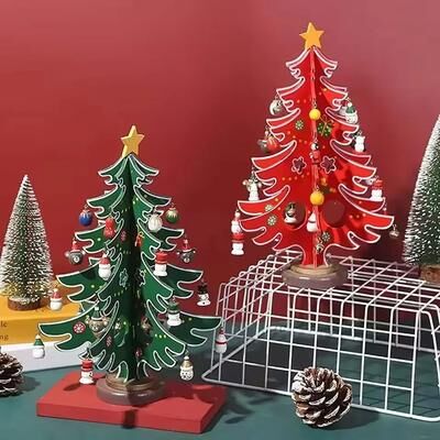 Uplifted Goods Creative DIY Wooden Christmas Tree red 9.84in