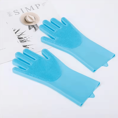 Inspire Curations Silicone Pet Bath Grooming Gloves For Dogs & Cats blue