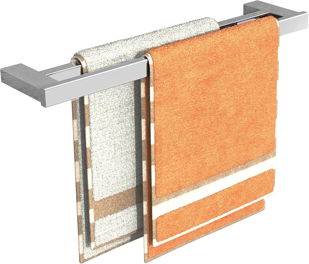 Dubbellaagse handdoekhouder in chroom voor keuken en badkamer, Breedte: 60 cm