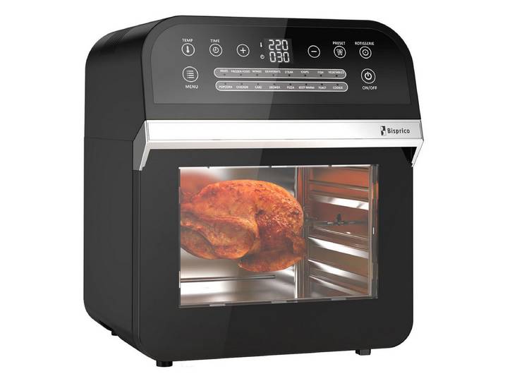 MIBODE Heißluftfritteuse KX12D01, 1600 W, 12l, 1600W, 80-220°C, 60Min-Timer, Heißluft, Antihaft-Garkorb, Touch