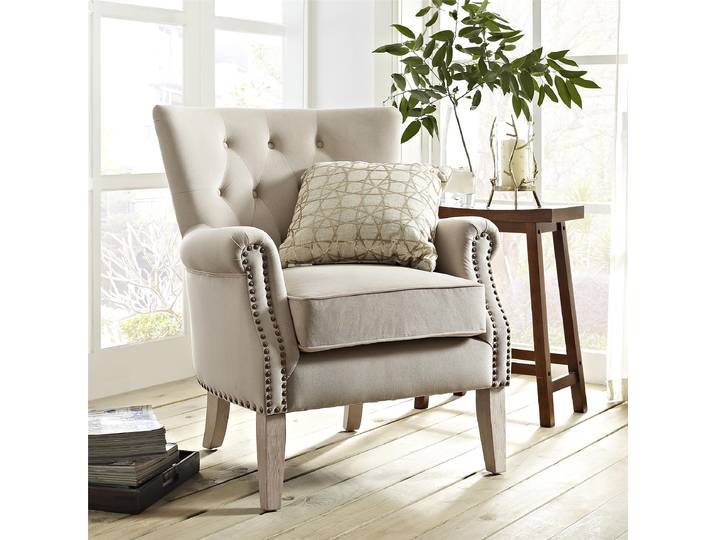 Loungesessel Beige/Beige Webstoff 73 x 86 x 75cm
