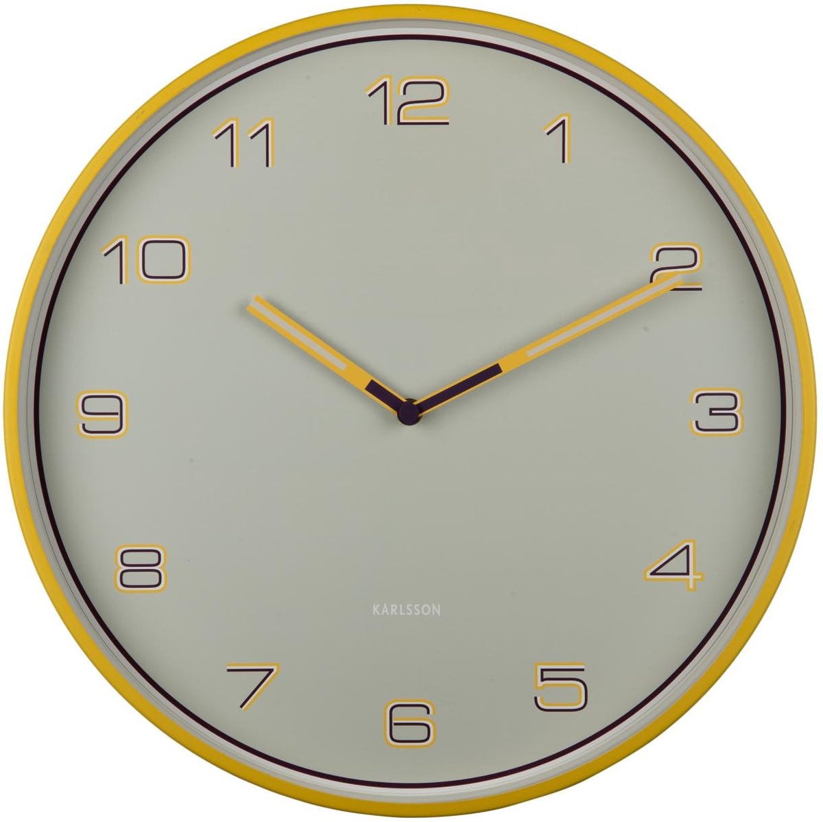 Karlsson Wandklok Lined Numbers - Geel - Ø40cm - Analoog Scandinavisch Design