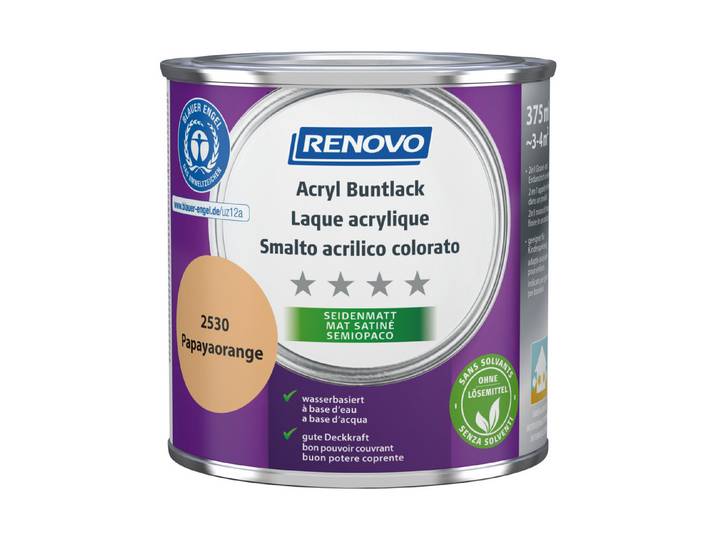 Renovo Acryl-Buntlack Papayaorange Seidenmatt 375 ml