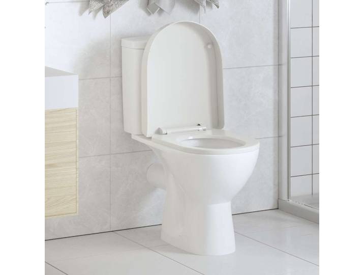 vidaXL Toilettensitz mit Absenkautomatik Weiß Quadratisch